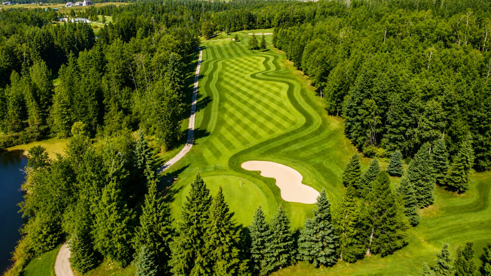 Aerial drone view of hole at Dorchester Ranch Golf Course