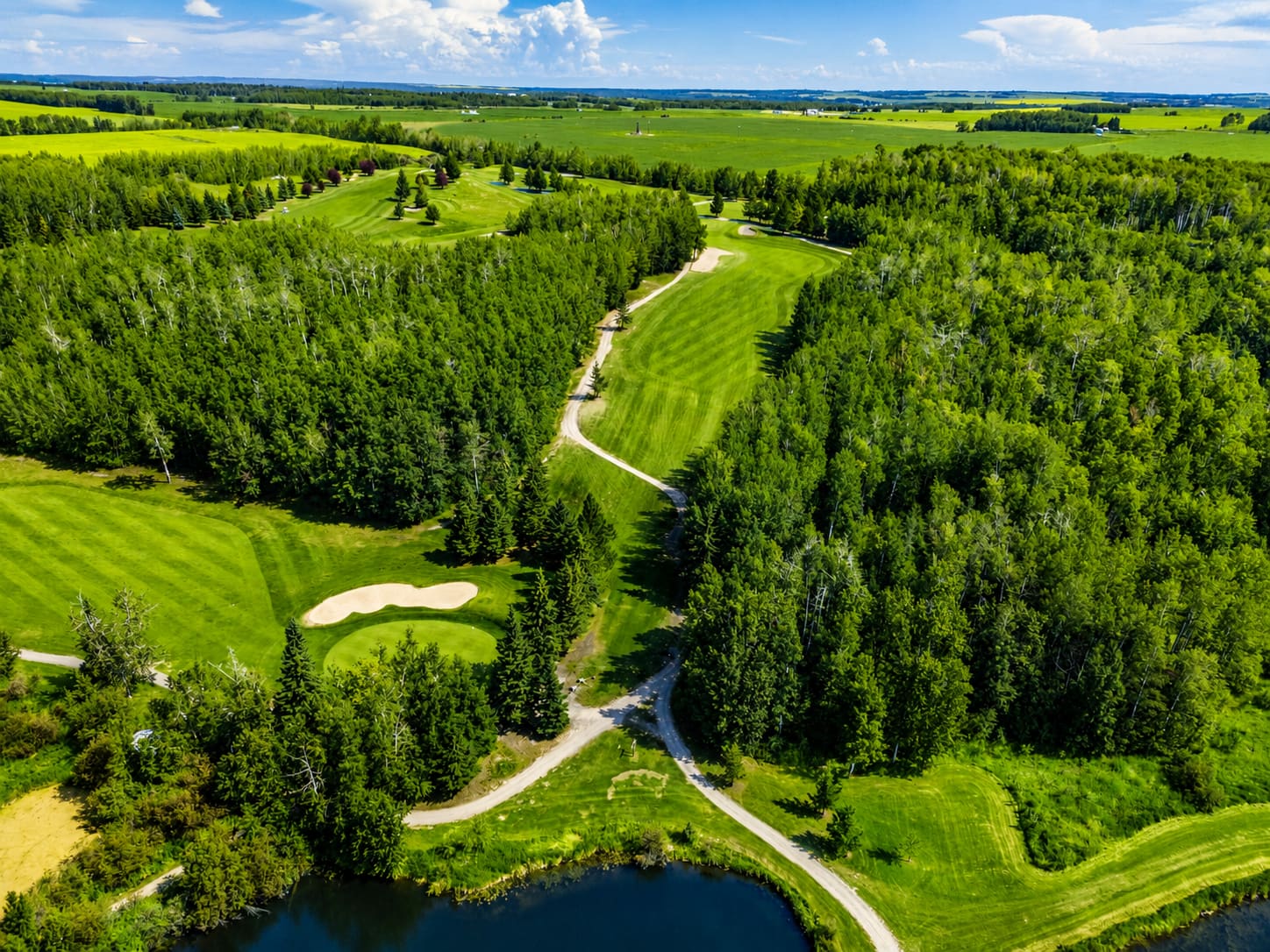 Signature hole with tipi at Dorchester Ranch Golf Course